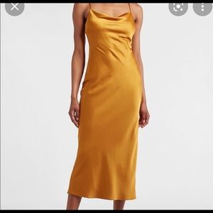 EXPRESS mustard yellow silk slip dress